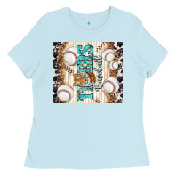 Baby Blue tigers baseball with tiger Ladies Tee - TumblerDesignByShophia
