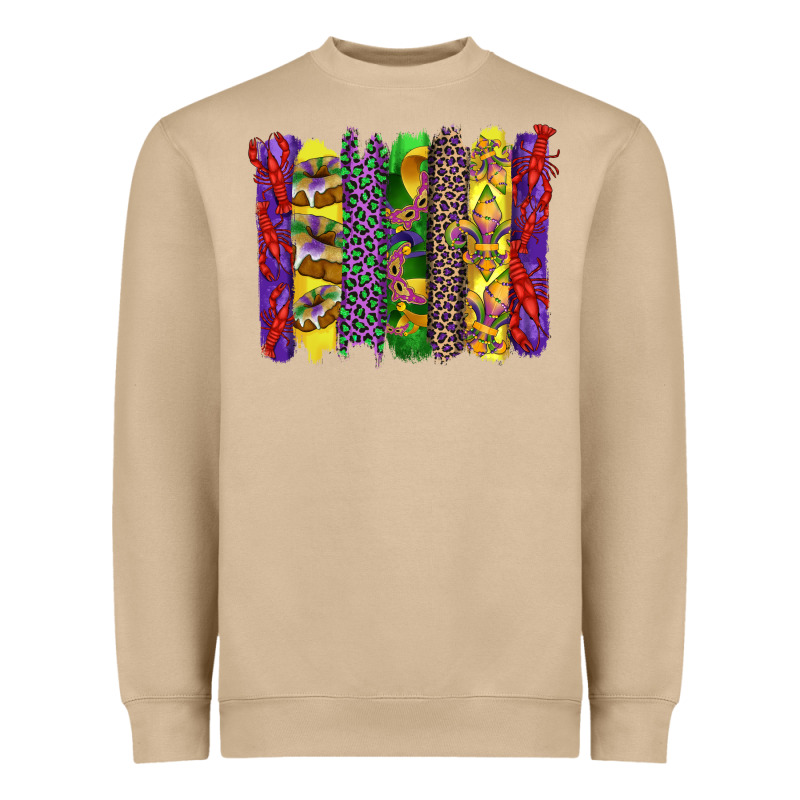 Mardi Gras Crawfish Cake And Mask With Leopar And Fleur De Lis Brushst Heavyweight Sweatshirt by Artiststas | Teevron
