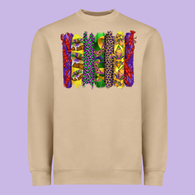 Mardi Gras Crawfish Cake And Mask With Leopar And Fleur De Lis Brushst Heavyweight Sweatshirt Designed By Artiststas