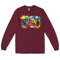 Burgundy Autism accept understand love Long Sleeve Tee - FaDigitalArtStudio