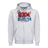 Heather Grey boom bitch 4th of july Zipper Hoodie - BarkalooDesign