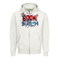 Oatmeal Heather boom bitch 4th of july Zipper Hoodie - BarkalooDesign