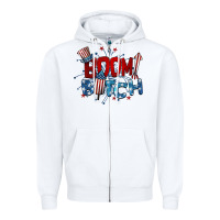 White boom bitch 4th of july Zipper Hoodie - BarkalooDesign