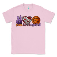 Bubblegum Pink Peace love Basketball Classic Tee - HowdyJamesFarm