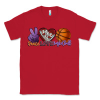 Red Peace love Basketball Classic Tee - HowdyJamesFarm