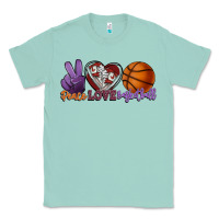 Seafoam Peace love Basketball Classic Tee - HowdyJamesFarm