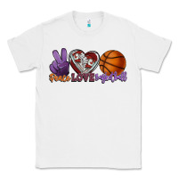 White Peace love Basketball Classic Tee - HowdyJamesFarm