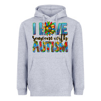 Heather Grey ı love someone with autism Heavyweight Hoodie - AdoDesignShop
