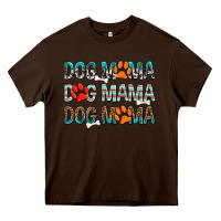 Chocolate Brown dog mama dog mama dog mama Heavy Core Tee - texasbilliewilder