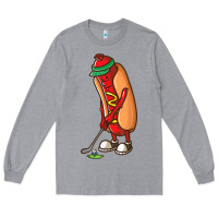 Heather Grey Funny Golfing Hot Dog Golf Gifts Shirts for Men Boys Golfer Long Sleeve Tee - maiPhamDesign