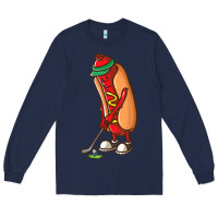 Navy Funny Golfing Hot Dog Golf Gifts Shirts for Men Boys Golfer Long Sleeve Tee - maiPhamDesign