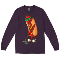 Plum Funny Golfing Hot Dog Golf Gifts Shirts for Men Boys Golfer Long Sleeve Tee - maiPhamDesign