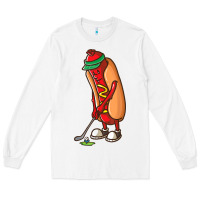 White Funny Golfing Hot Dog Golf Gifts Shirts for Men Boys Golfer Long Sleeve Tee - maiPhamDesign