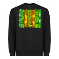 Black saint patricks horseshoe shamrock leopard glitter brushstroke Heavyweight Sweatshirt - Artiststas