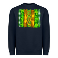 Saint Patricks Horseshoe Shamrock Leopard Glitter Brushstroke Heavyweight Sweatshirt | Teevron