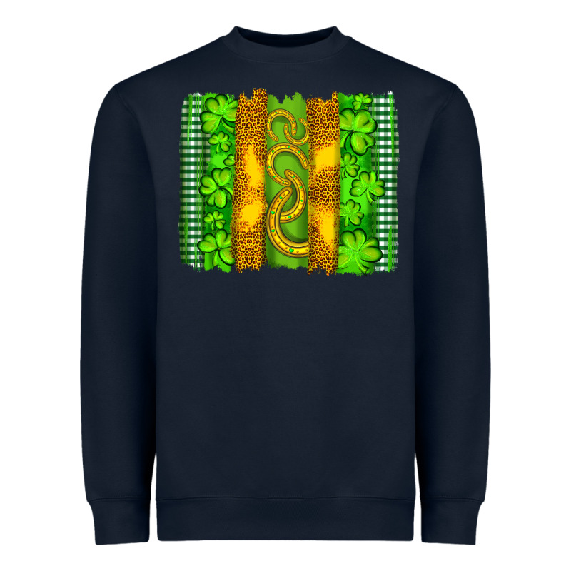Saint Patricks Horseshoe Shamrock Leopard Glitter Brushstroke Heavyweight Sweatshirt by Artiststas | Teevron