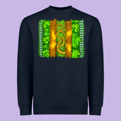 Saint Patricks Horseshoe Shamrock Leopard Glitter Brushstroke Heavyweight Sweatshirt Designed By Artiststas
