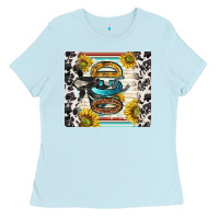 Baby Blue ocd with cow Ladies Tee - TumblerDesignByShophia