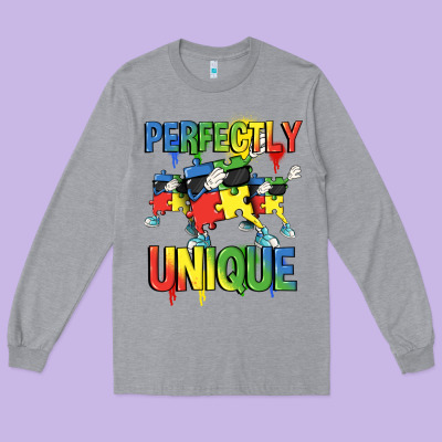 Perfectly Unique Autism Awareness Day Long Sleeve Tee Designed By Fadigitalartstudio