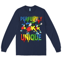 Navy Perfectly unique Autism Awareness Day Long Sleeve Tee - FaDigitalArtStudio