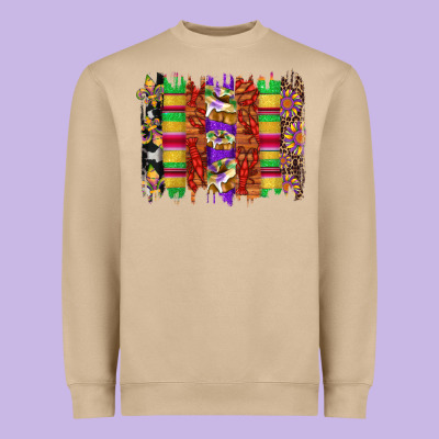 Mardi Gras Cake Fleur De Lis Crawfish Brushstrokes Heavyweight Sweatshirt Designed By Artiststas