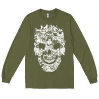 Army Green Matching Family French Bulldog Dog Skull Costume Halloween Long Sleeve Tee - maiPhamDesign
