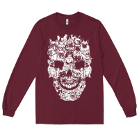 Burgundy Matching Family French Bulldog Dog Skull Costume Halloween Long Sleeve Tee - maiPhamDesign