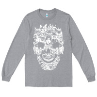 Heather Grey Matching Family French Bulldog Dog Skull Costume Halloween Long Sleeve Tee - maiPhamDesign