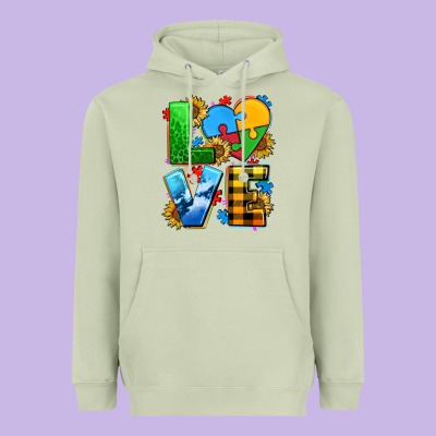 Love With Heart Sunflower Heavyweight Hoodie Designed By Adodesignshop