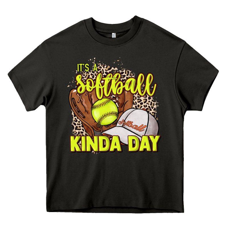 It's A Softball Kinda Day Leopard Heavy Core Tee by NancyCooperArtShop | Teevron