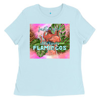 Baby Blue just a girl who loves flamingo Ladies Tee - TumblerDesignByShophia