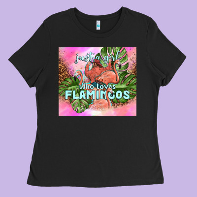 Just A Girl Who Loves Flamingo Ladies Tee Designed By Tumblerdesignbyshophia