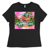 Black just a girl who loves flamingo Ladies Tee - TumblerDesignByShophia