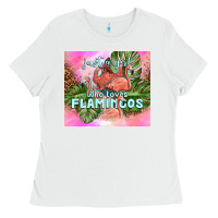 White just a girl who loves flamingo Ladies Tee - TumblerDesignByShophia