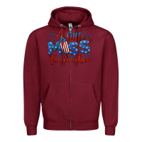 Burgundy little miss firecracker 4th of july Zipper Hoodie - BarkalooDesign