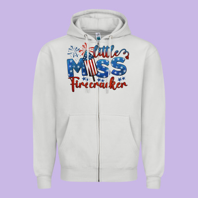 Little Miss Firecracker 4th Of July Zipper Hoodie Designed By Barkaloodesign