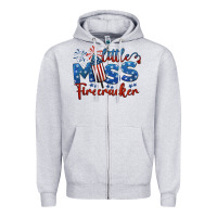 Heather Grey little miss firecracker 4th of july Zipper Hoodie - BarkalooDesign