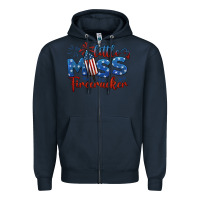 Navy little miss firecracker 4th of july Zipper Hoodie - BarkalooDesign