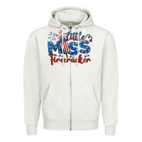 Oatmeal Heather little miss firecracker 4th of july Zipper Hoodie - BarkalooDesign