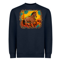 Navy horse with sunflowers turquoise gemstone western sunset leopard backgr Heavyweight Sweatshirt - Artiststas