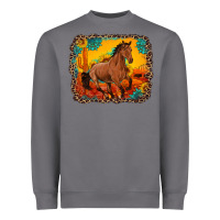 Horse With Sunflowers Turquoise Gemstone Western Sunset Leopard Backgr Heavyweight Sweatshirt | Teevron