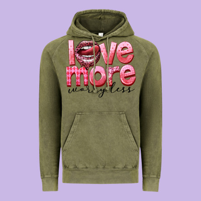 Love More Worry Less Vintage Hoodie Designed By Fadigitalartstudio