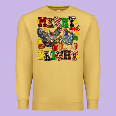 Chicken Merry And Bright Premium Sweatshirt Designed By Adodesignshop