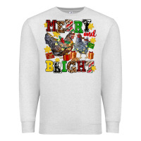 Oatmeal Heather chicken merry and bright Premium Sweatshirt - AdoDesignShop