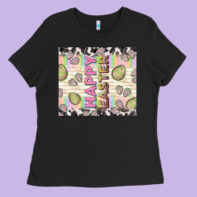 Happy Easter With Cowhide Ladies Tee Designed By Tumblerdesignbyshophia