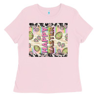 Bubblegum Pink happy easter with cowhide Ladies Tee - TumblerDesignByShophia