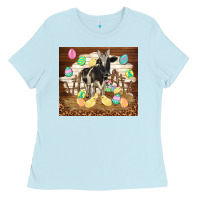 Baby Blue cow and chick easter Ladies Tee - TumblerDesignByShophia