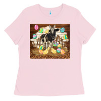 Bubblegum Pink cow and chick easter Ladies Tee - TumblerDesignByShophia