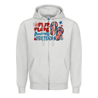 Dove Grey flip flops fireworks & freedom Zipper Hoodie - BarkalooDesign