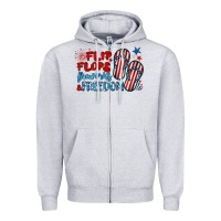 Heather Grey flip flops fireworks & freedom Zipper Hoodie - BarkalooDesign